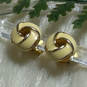 Monet dainty Gold and Cream Knot Earrings
